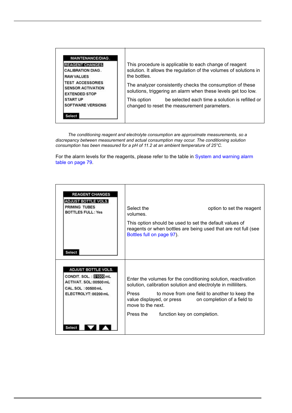 7 reagent changes, 1 adjust bottle volumes | Hach-Lange POLYMETRON 9245 User Manual User Manual | Page 98 / 132
