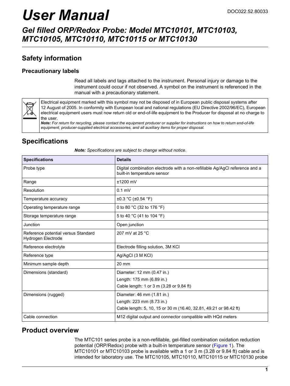 Hach-Lange MTC10130 User Manual | 16 pages
