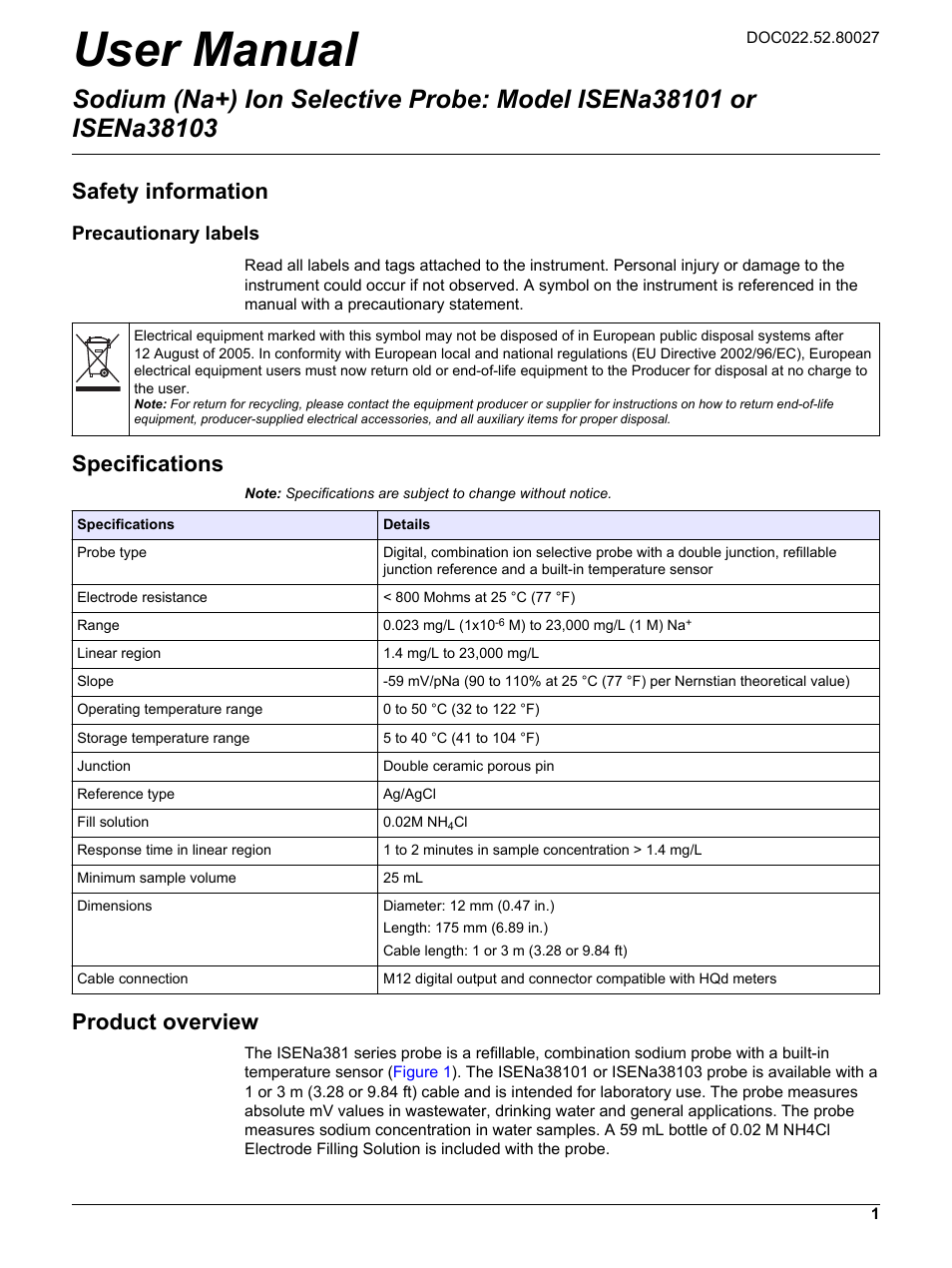 Hach-Lange ISENa38103 User Manual | 16 pages