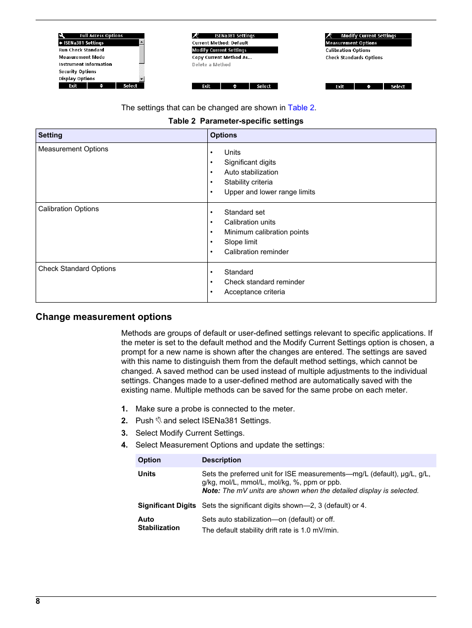 Change measurement options | Hach-Lange ISENa38103 User Manual | Page 8 / 16