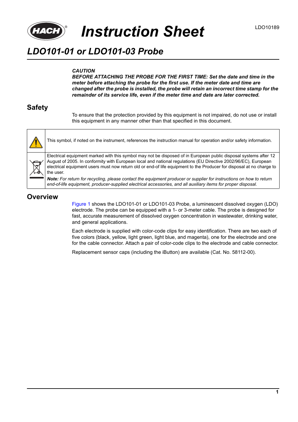 Hach-Lange LDO101-03 User Manual | 6 pages