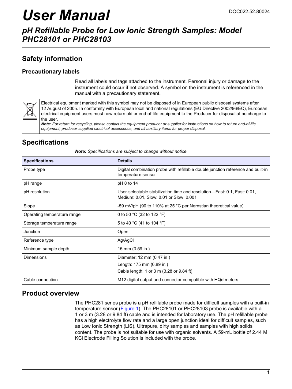 Hach-Lange PHC28103 User Manual | 14 pages