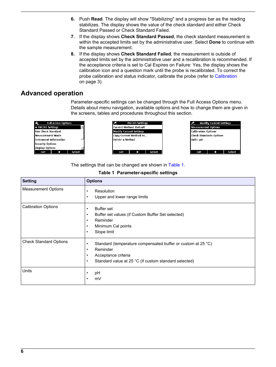 Advanced operation | Hach-Lange PHC28103 User Manual | Page 6 / 14
