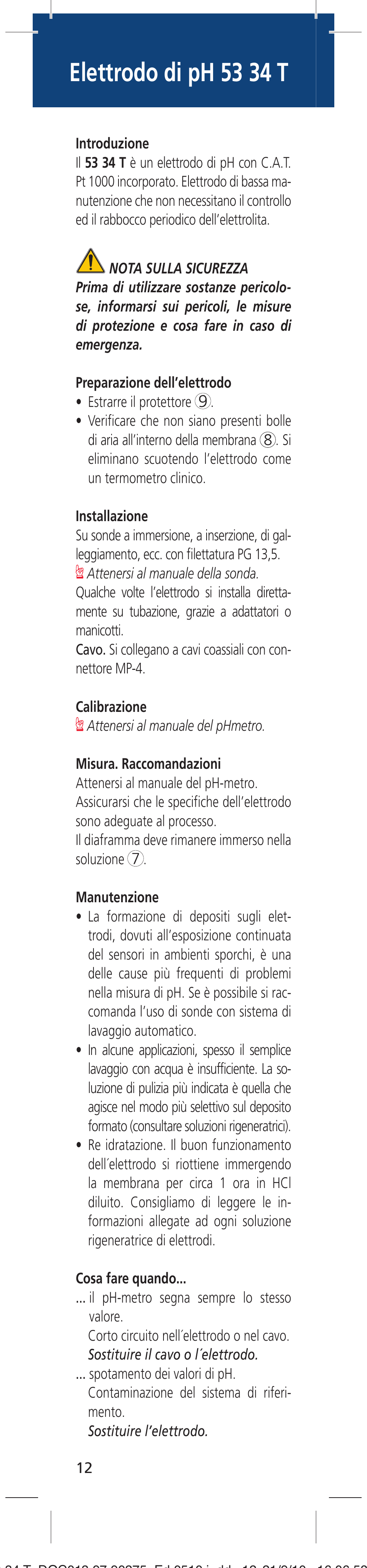 Elettrodo di ph 53 34 t | Hach-Lange 5334 T User Manual | Page 12 / 16