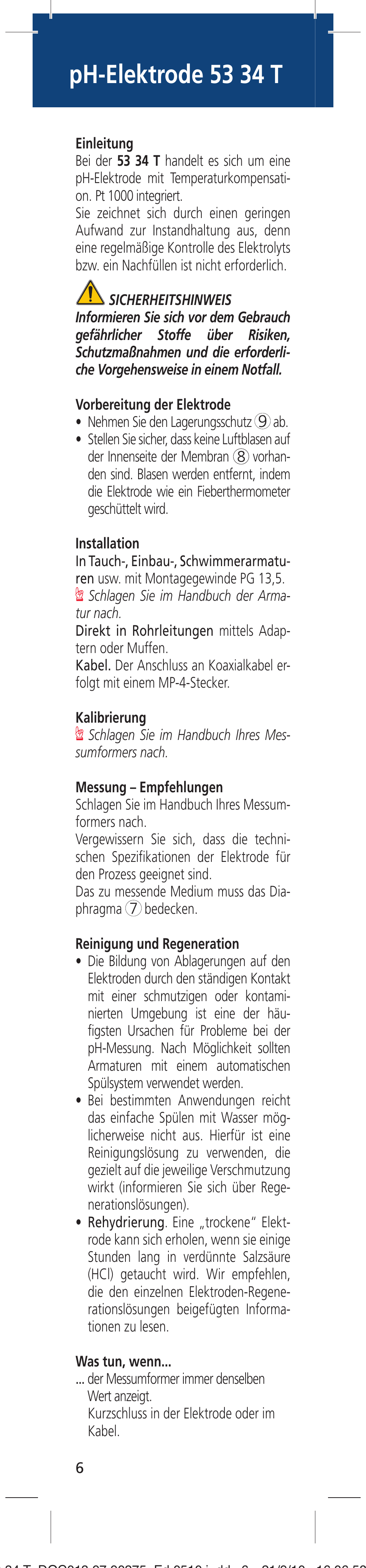 Ph-elektrode 53 34 t | Hach-Lange 5334 T User Manual | Page 6 / 16
