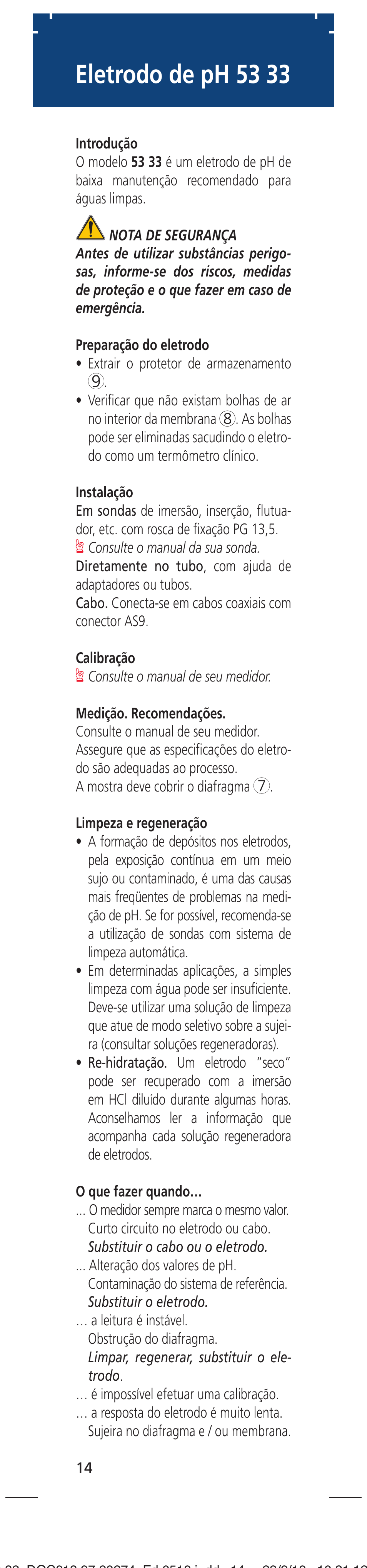 Eletrodo de ph 53 33 | Hach-Lange 5333 User Manual | Page 14 / 16