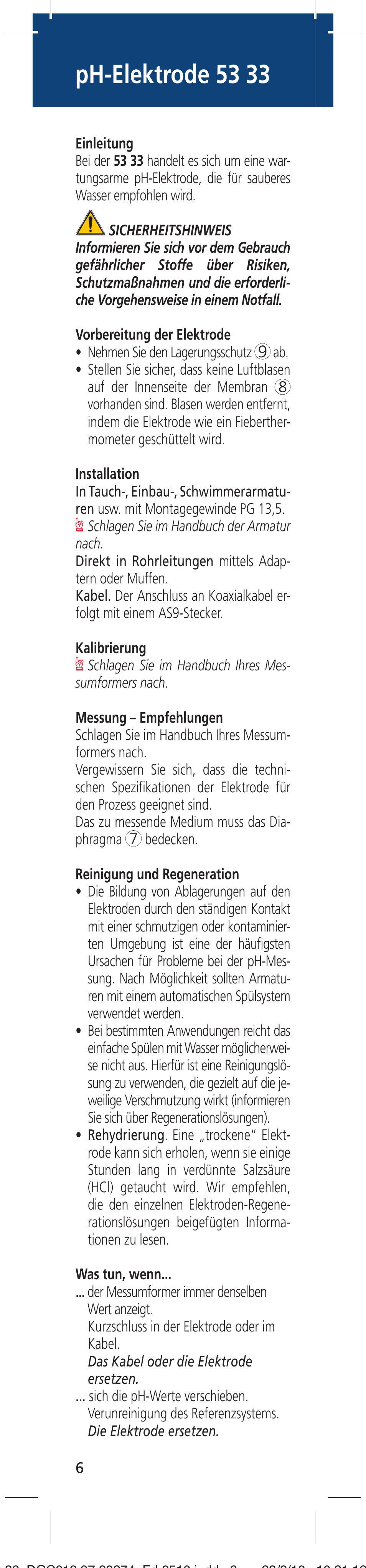 Ph-elektrode 53 33 | Hach-Lange 5333 User Manual | Page 6 / 16