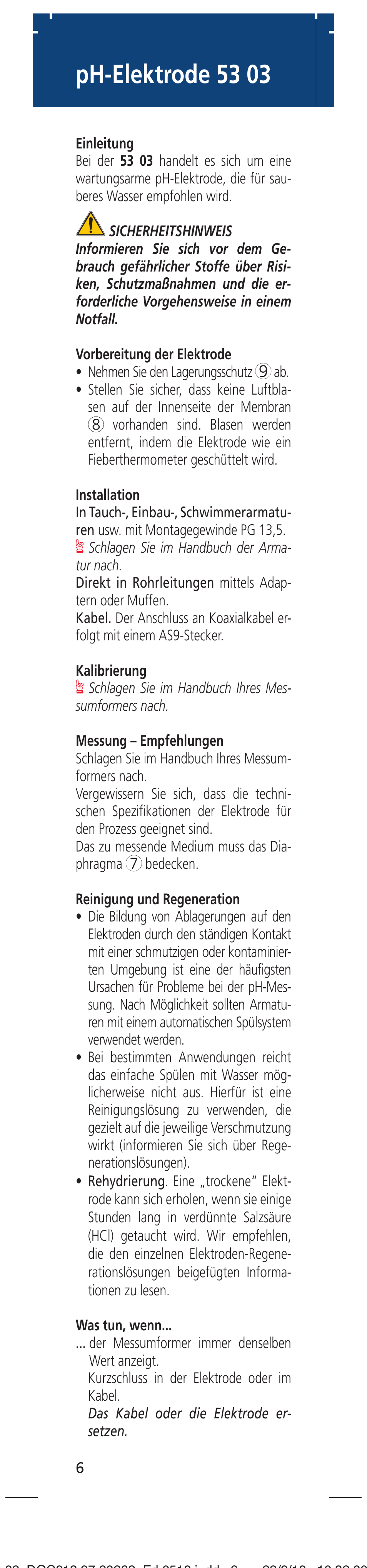 Ph-elektrode 53 03 | Hach-Lange 5303 User Manual | Page 6 / 16