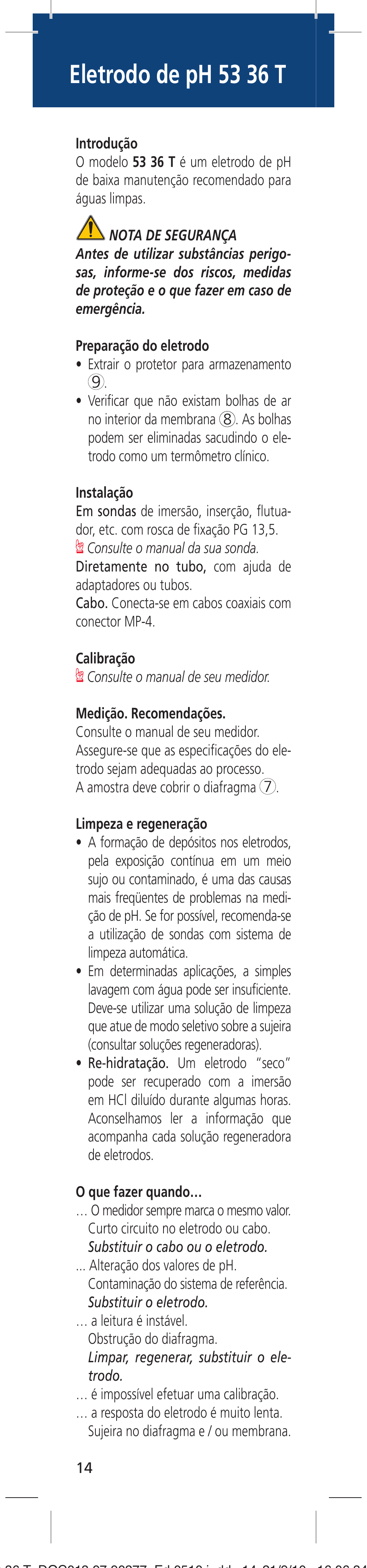 Eletrodo de ph 53 36 t | Hach-Lange 5336 T User Manual | Page 14 / 16