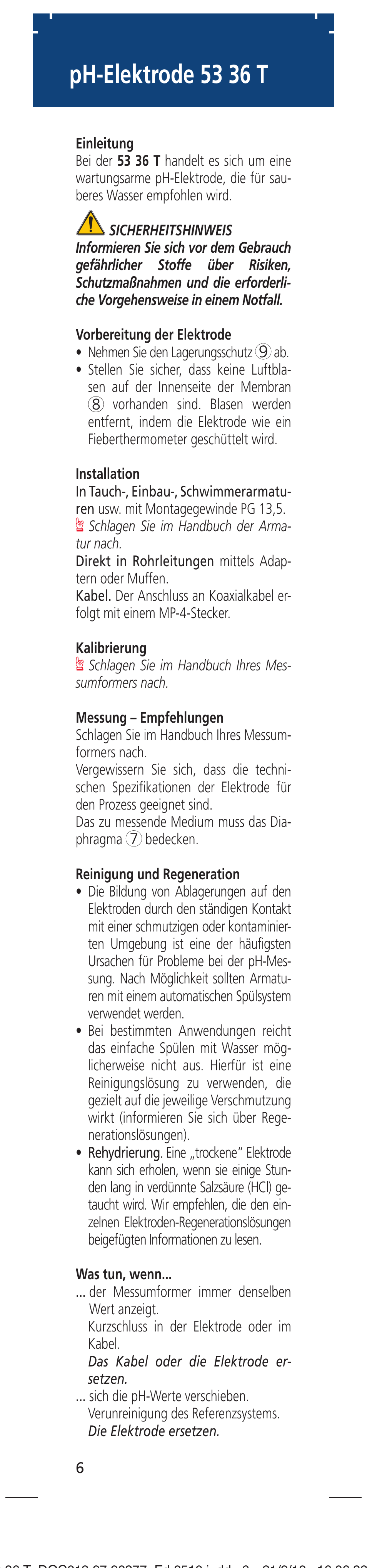 Ph-elektrode 53 36 t | Hach-Lange 5336 T User Manual | Page 6 / 16