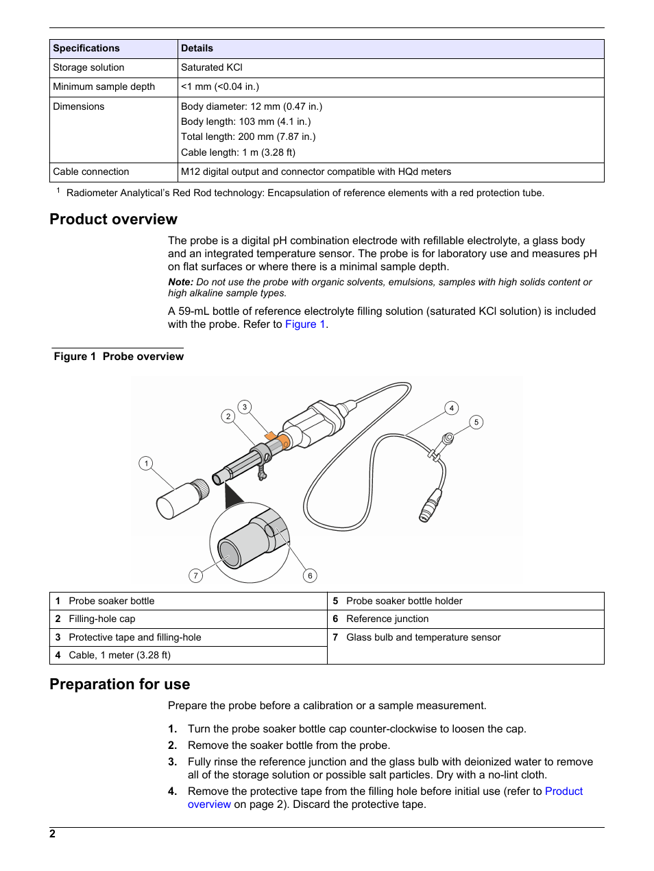 Product overview, Preparation for use | Hach-Lange PHC729 User Manual | Page 2 / 16