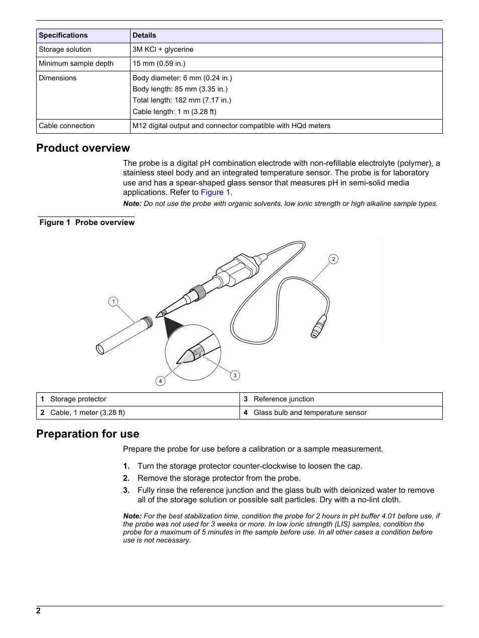 Product overview, Preparation for use | Hach-Lange PHC108 User Manual | Page 2 / 14