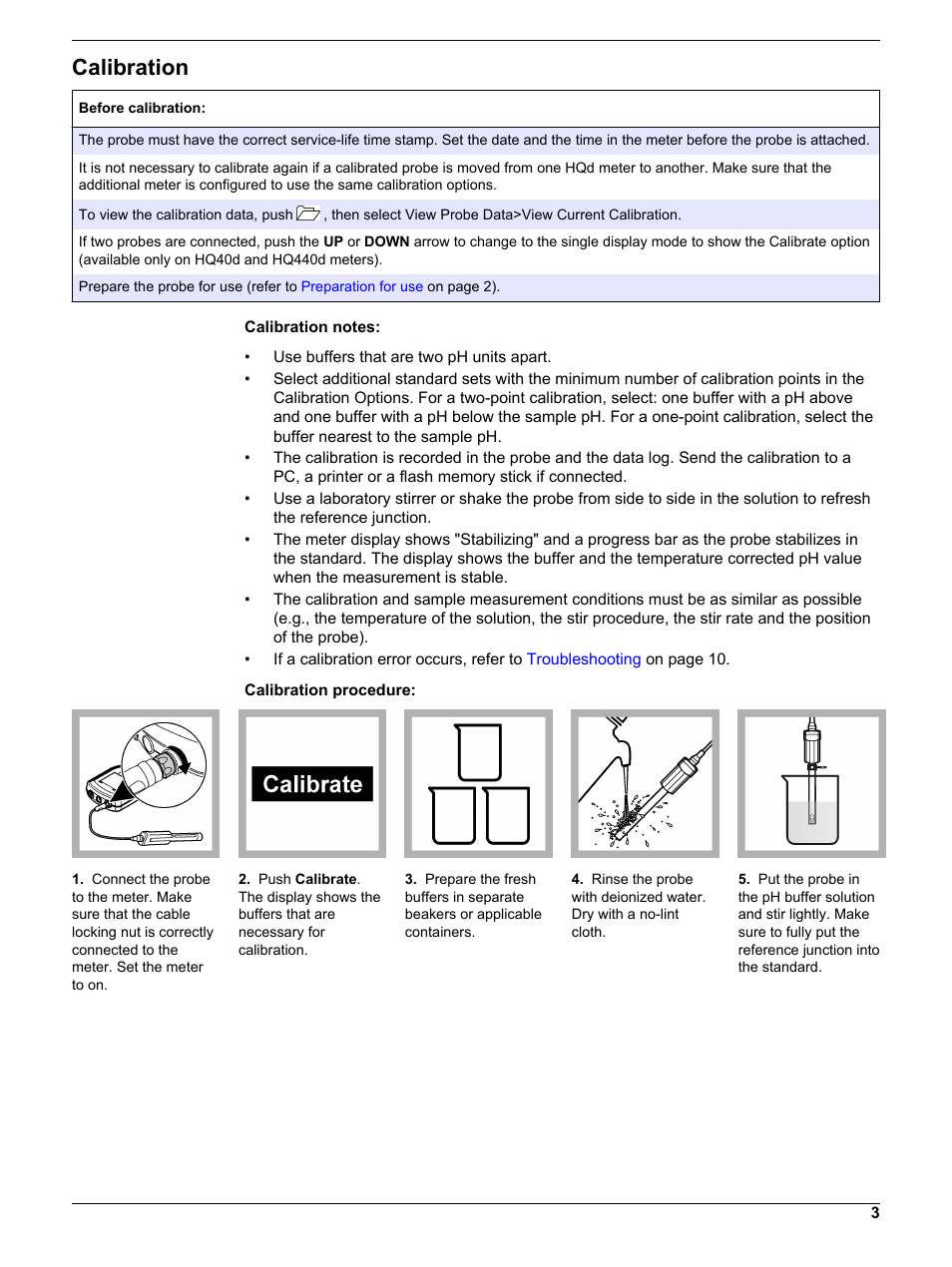 Calibration | Hach-Lange PHC108 User Manual | Page 3 / 14