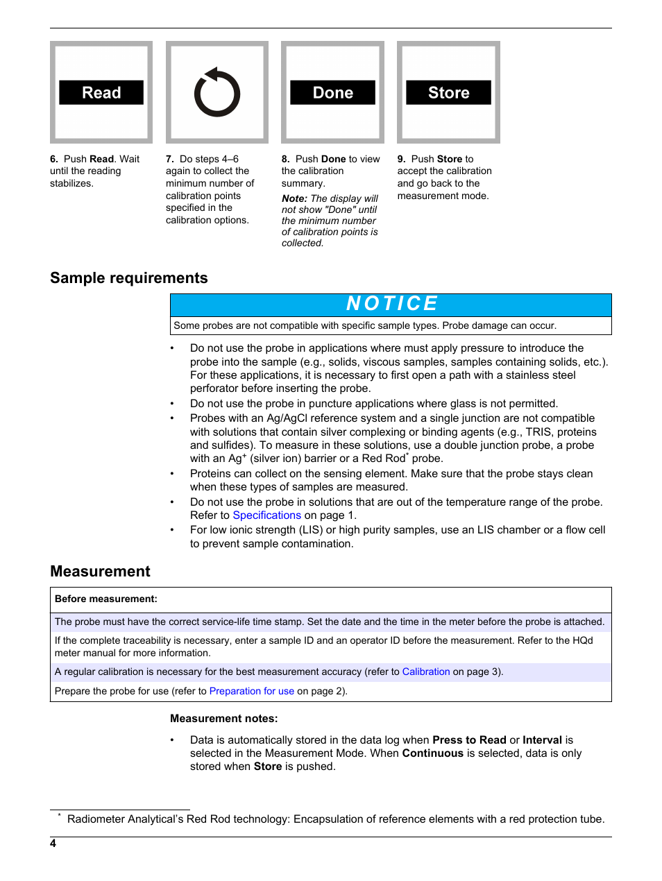 Sample requirements, Measurement | Hach-Lange PHC108 User Manual | Page 4 / 14