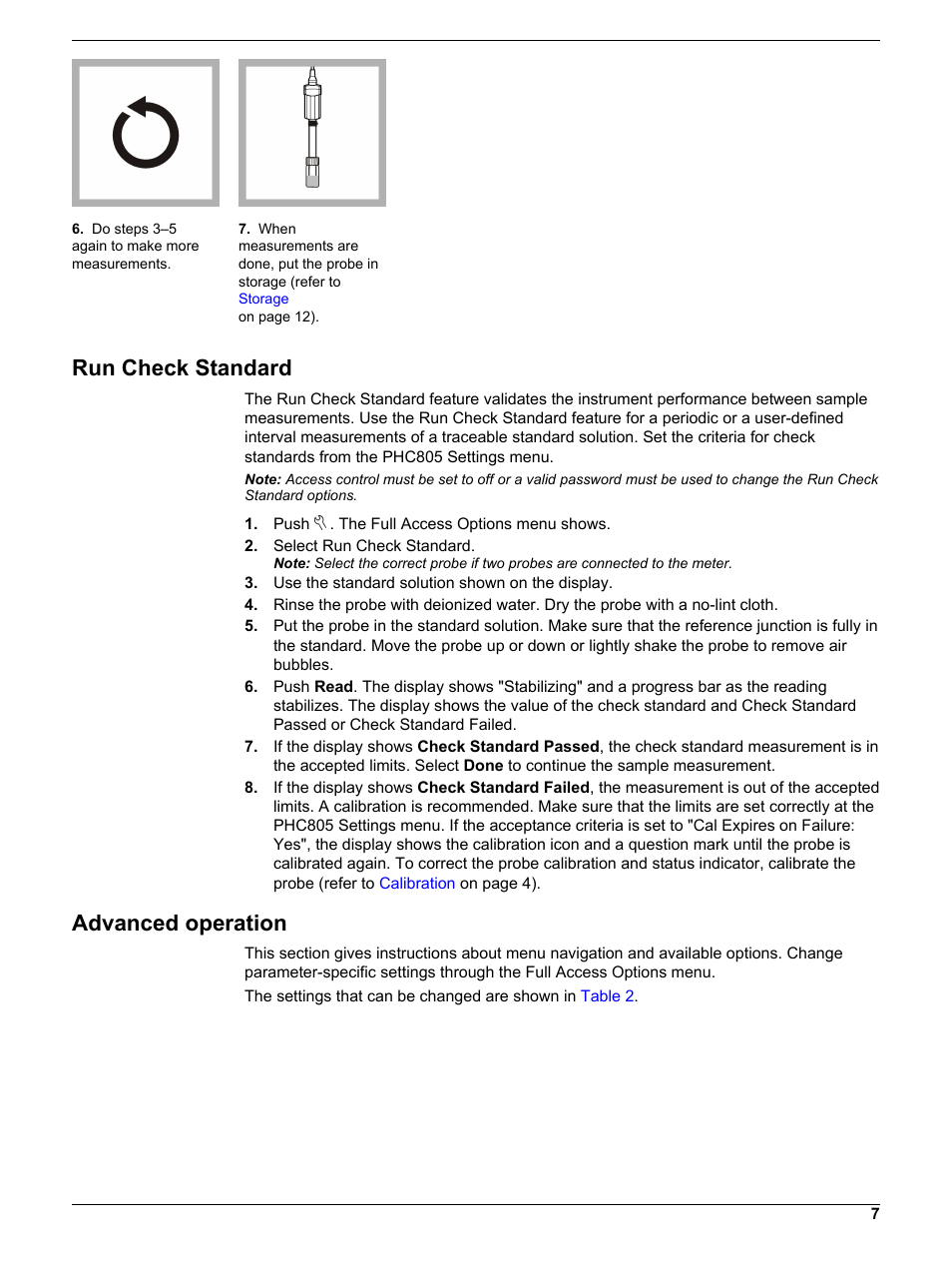 Run check standard, Advanced operation | Hach-Lange PHC745 User Manual | Page 7 / 16