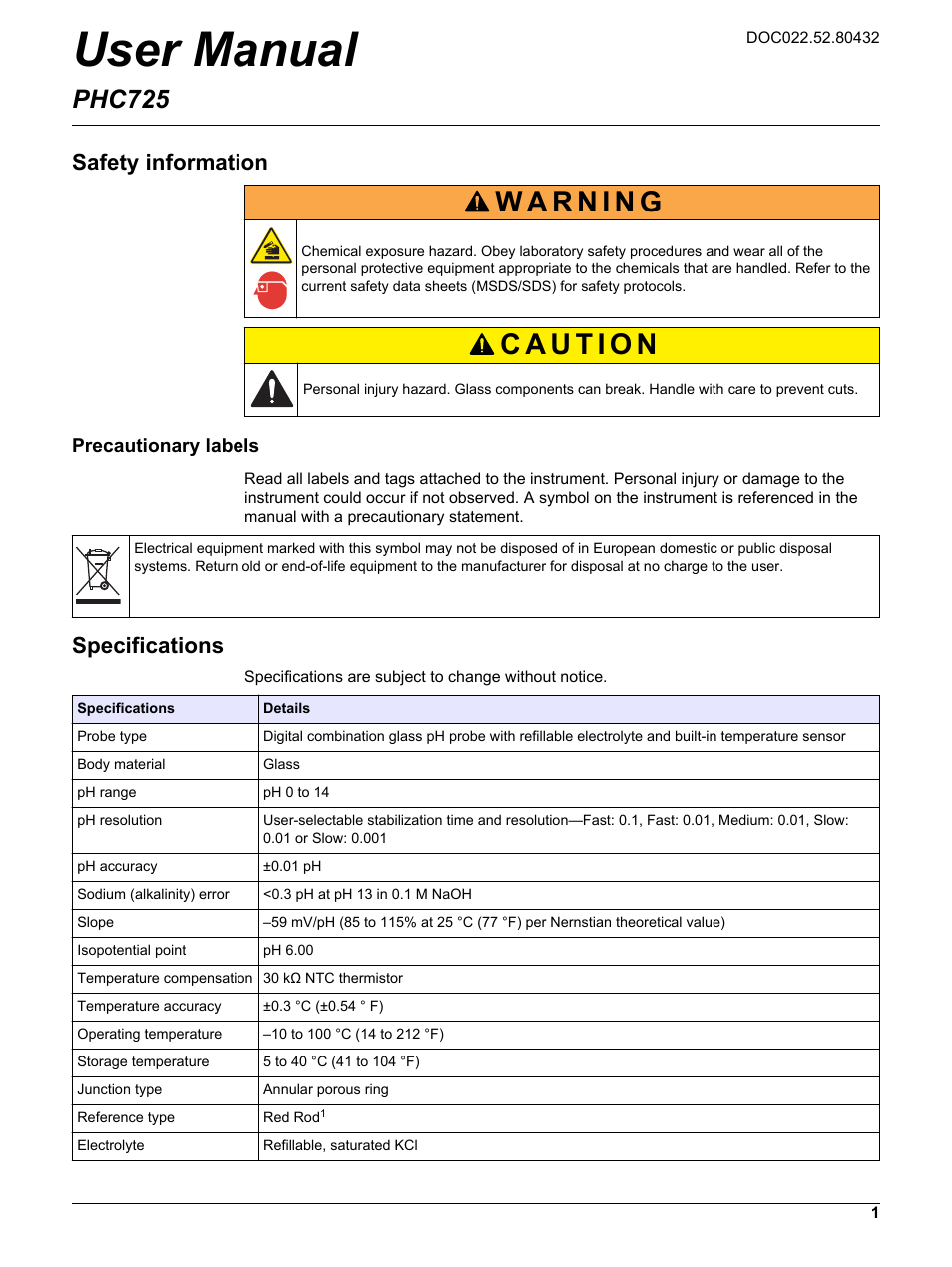 Hach-Lange PHC725 User Manual | 16 pages