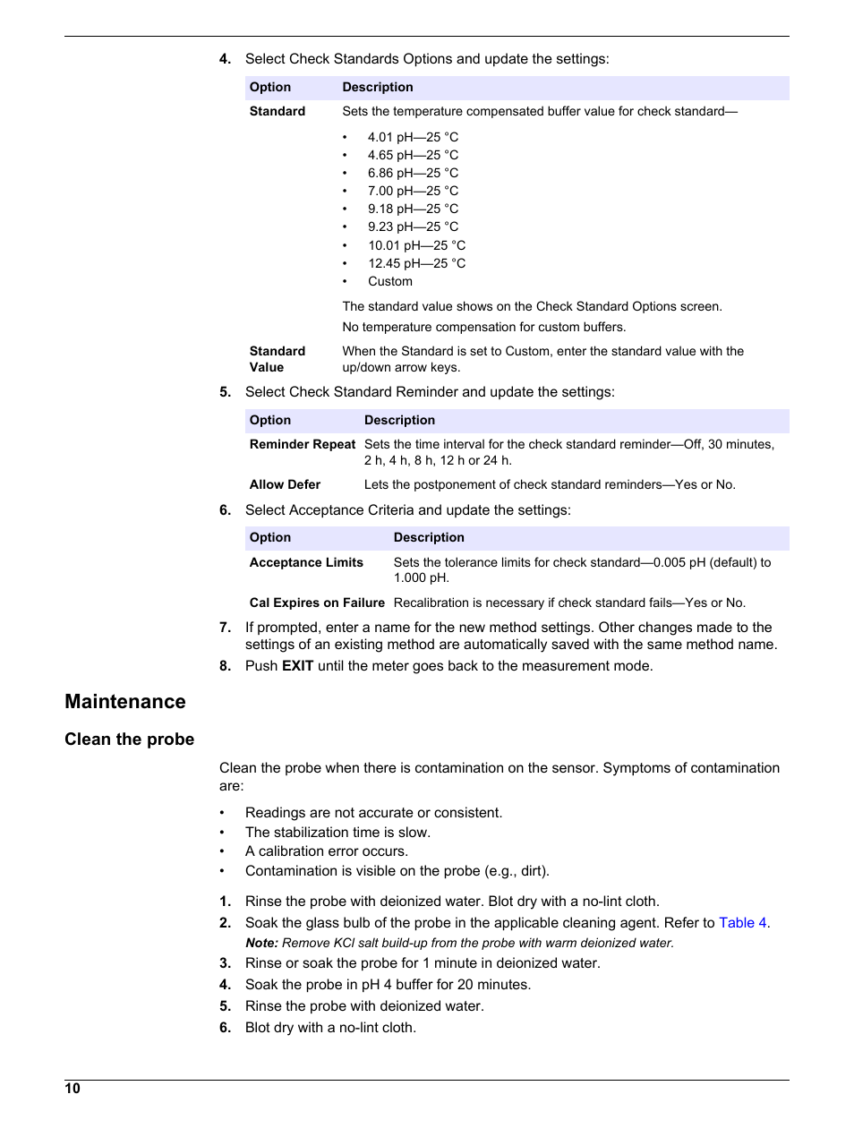 Maintenance, Clean the probe | Hach-Lange PHC725 User Manual | Page 10 / 16