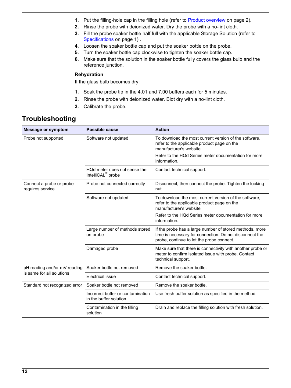 Troubleshooting, If a calibration error occurs, refer to | Hach-Lange PHC725 User Manual | Page 12 / 16