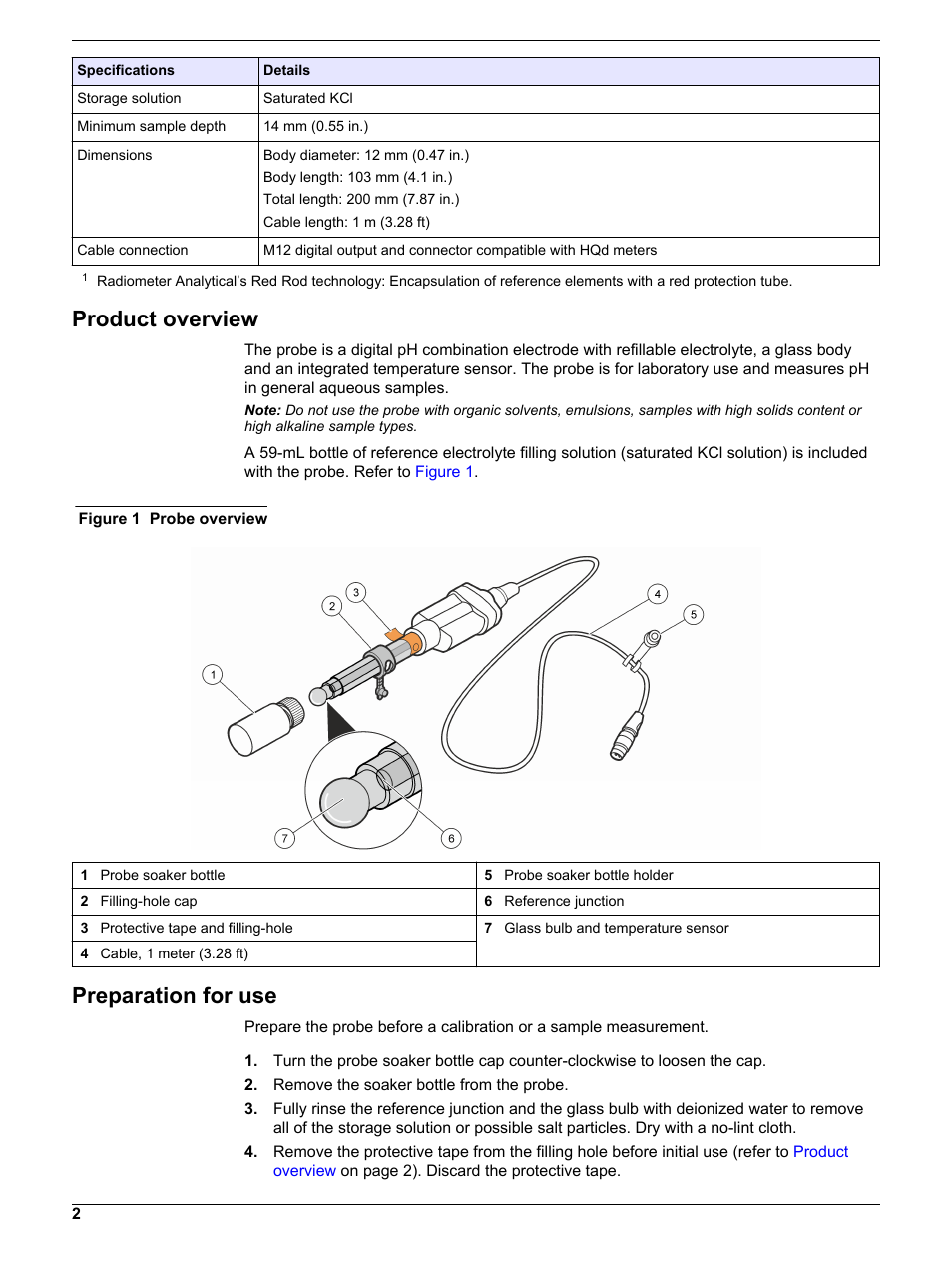 Product overview, Preparation for use | Hach-Lange PHC725 User Manual | Page 2 / 16