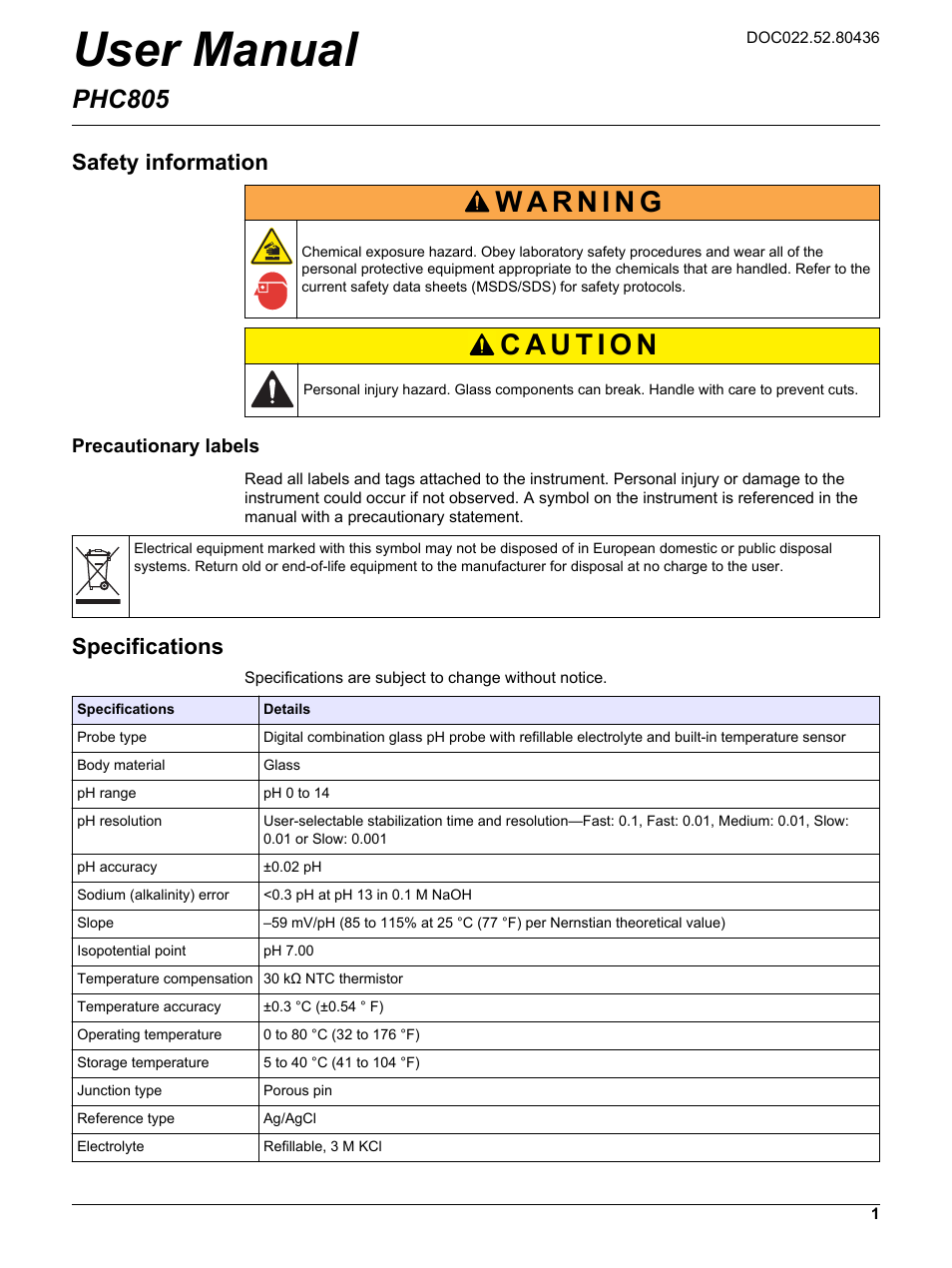 Hach-Lange PHC805 User Manual User Manual | 16 pages