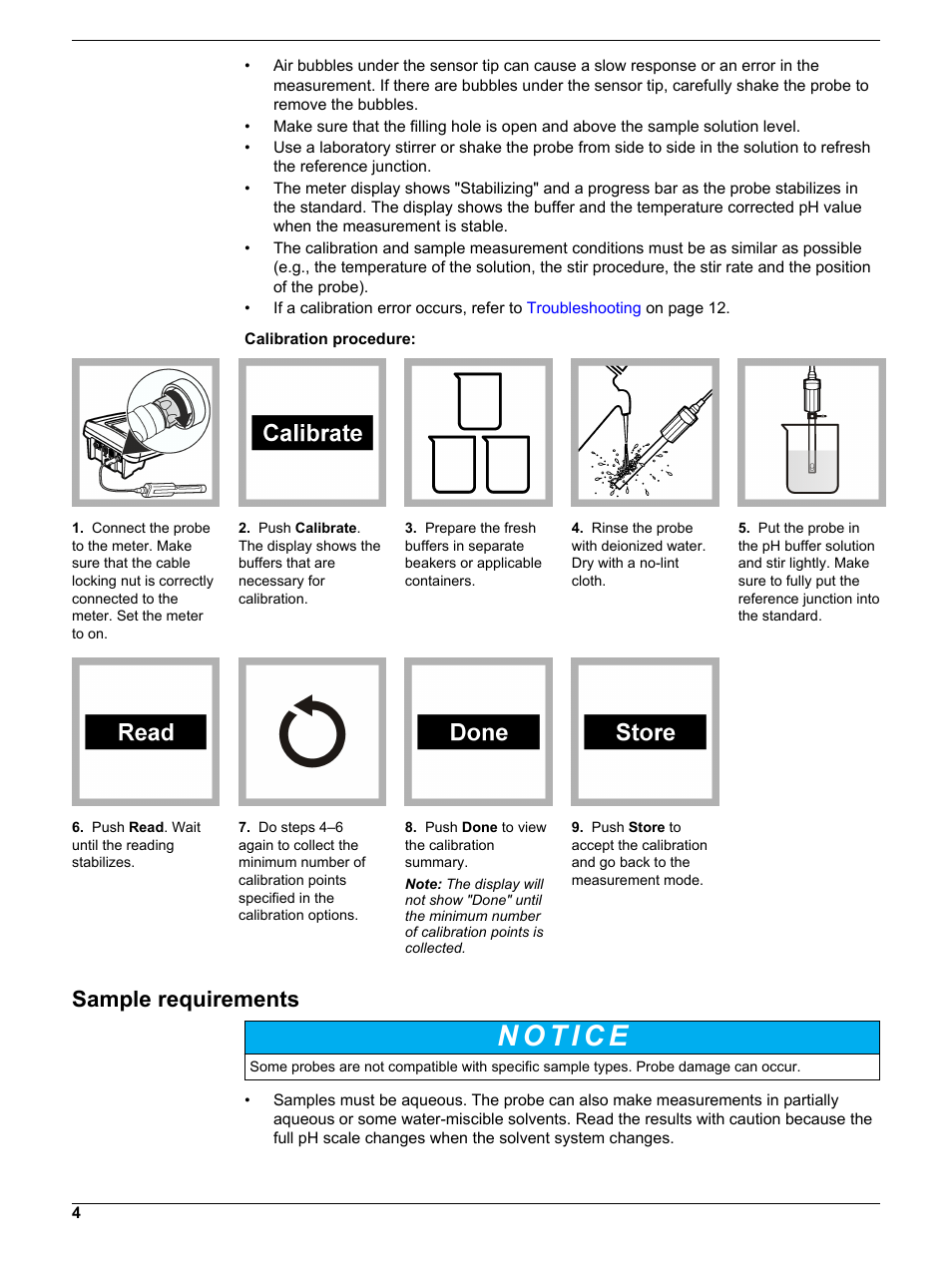 Sample requirements | Hach-Lange PHC805 User Manual User Manual | Page 4 / 16