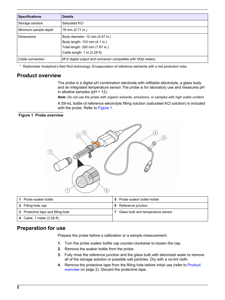 Product overview, Preparation for use | Hach-Lange PHC705 User Manual | Page 2 / 16