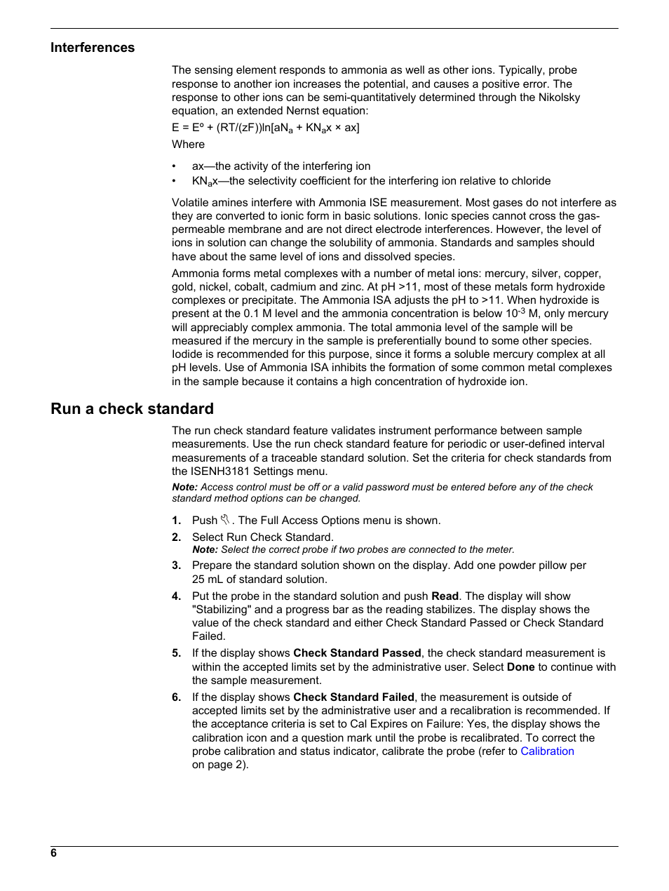 Interferences, Run a check standard | Hach-Lange ISENH318103 User Manual User Manual | Page 6 / 14