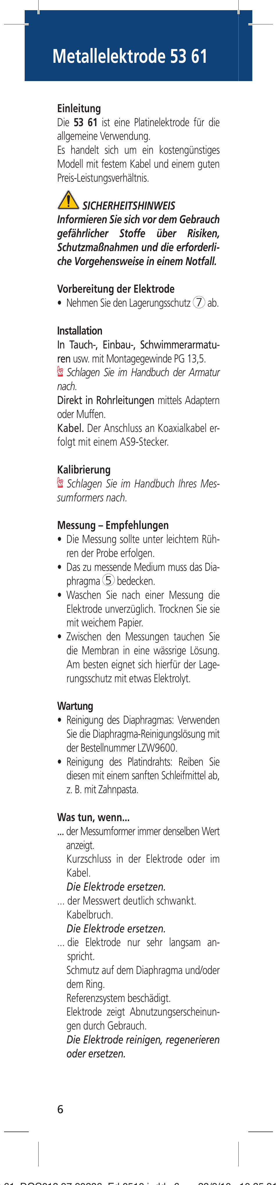 Metallelektrode 53 61 | Hach-Lange 5361 User Manual | Page 6 / 16