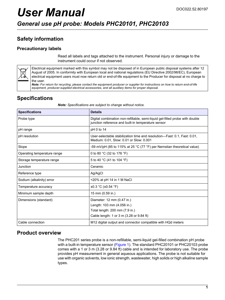 Hach-Lange PHC20103 User Manual User Manual | 14 pages