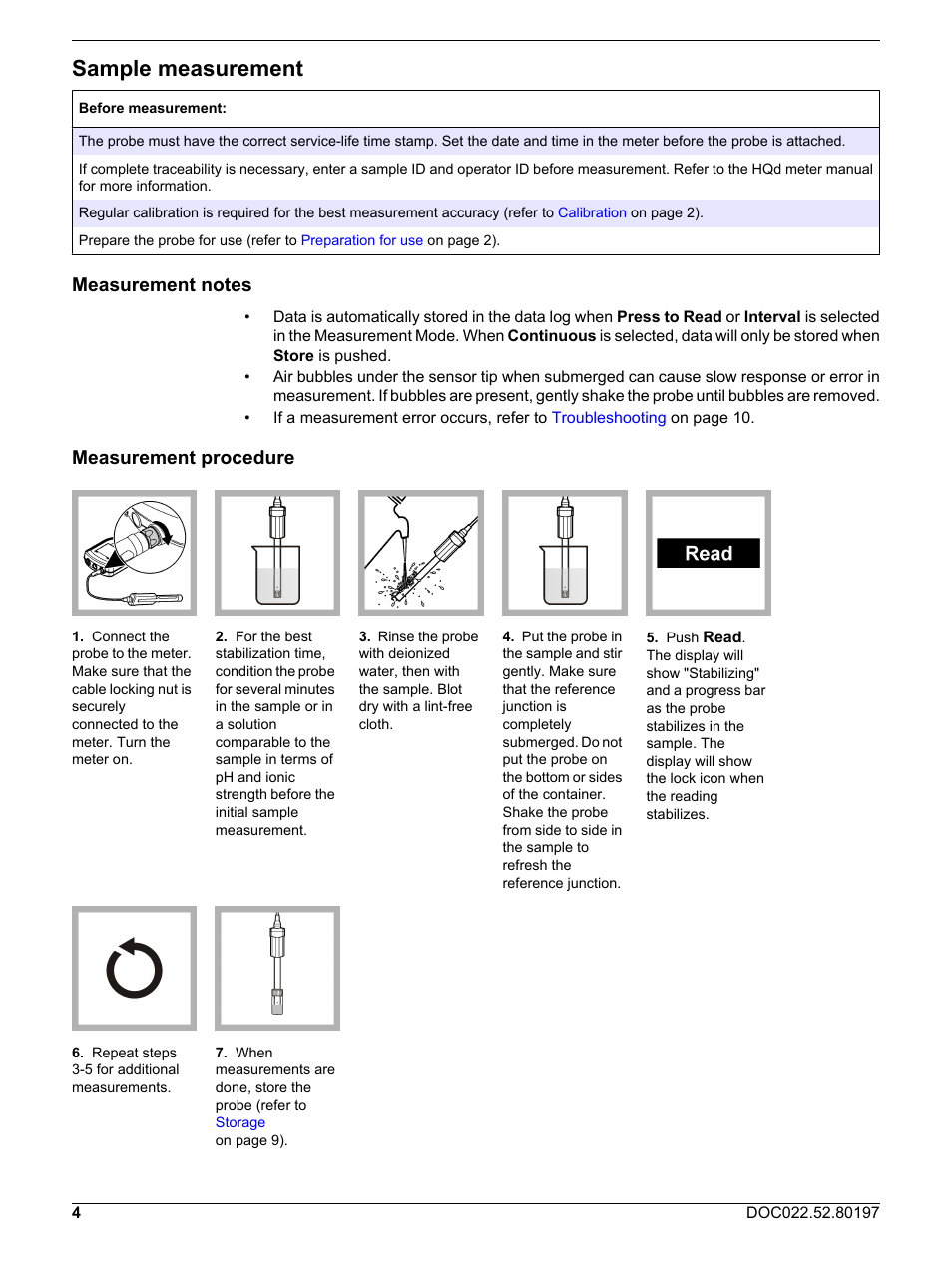 Sample measurement, Measurement notes, Measurement procedure | Hach-Lange PHC20103 User Manual User Manual | Page 4 / 14