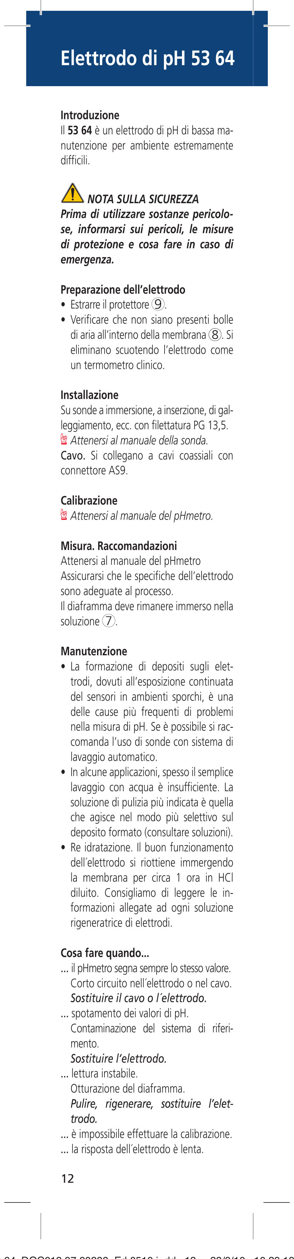 Elettrodo di ph 53 64 | Hach-Lange 5364 User Manual | Page 12 / 16