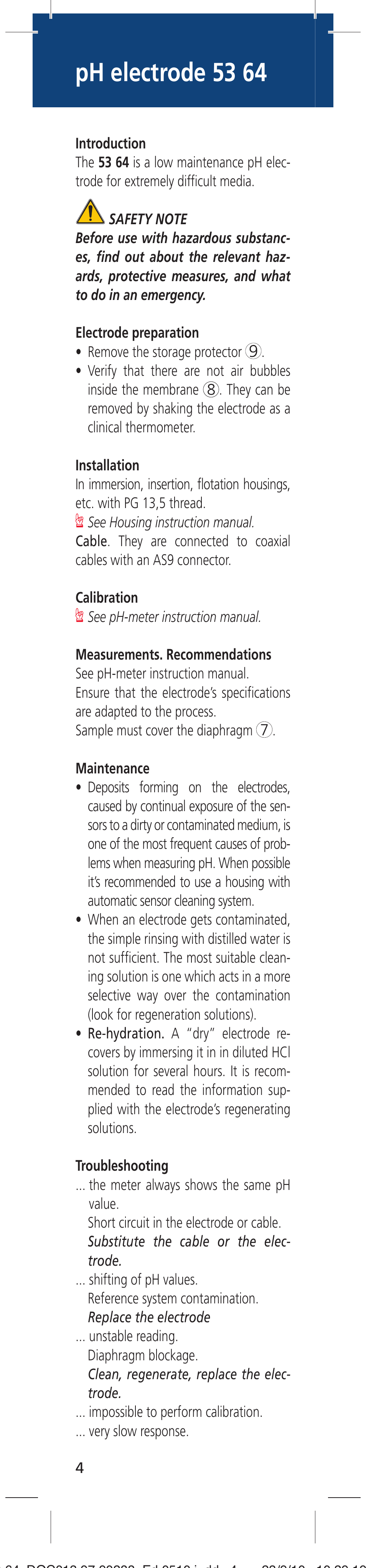 Ph electrode 53 64 | Hach-Lange 5364 User Manual | Page 4 / 16