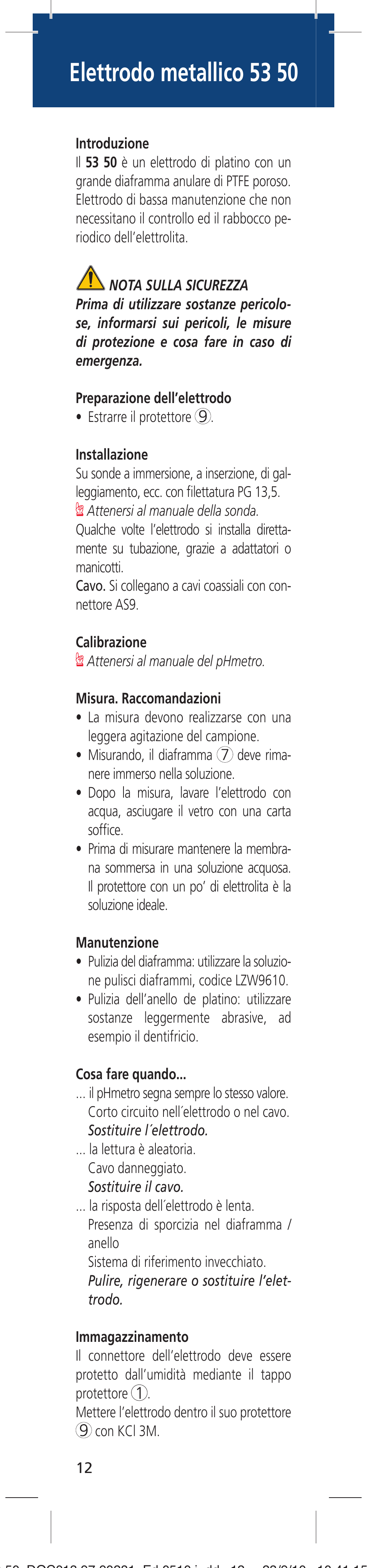 Elettrodo metallico 53 50 | Hach-Lange 5350 User Manual | Page 12 / 16