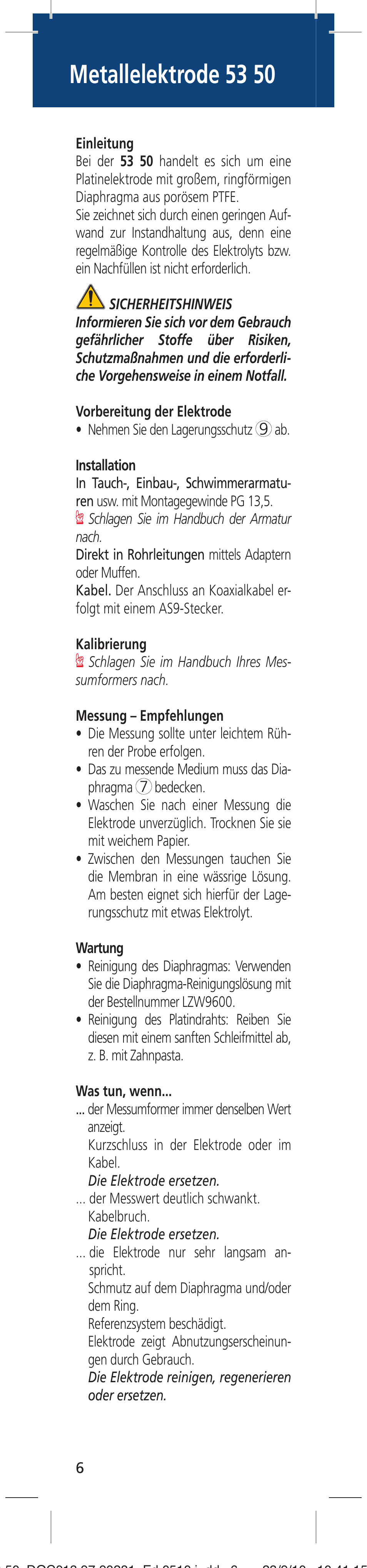 Metallelektrode 53 50 | Hach-Lange 5350 User Manual | Page 6 / 16