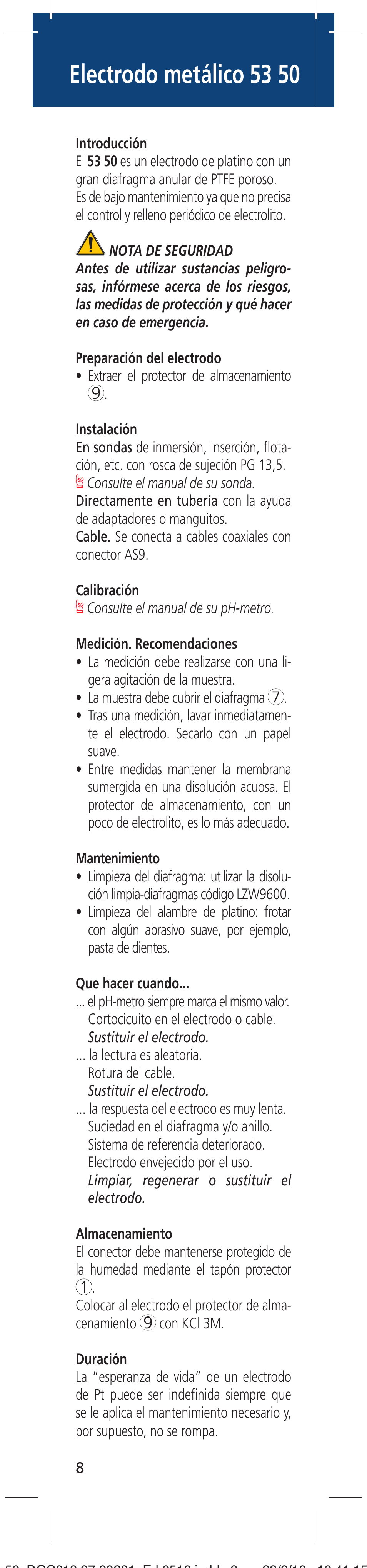 Electrodo metálico 53 50 | Hach-Lange 5350 User Manual | Page 8 / 16