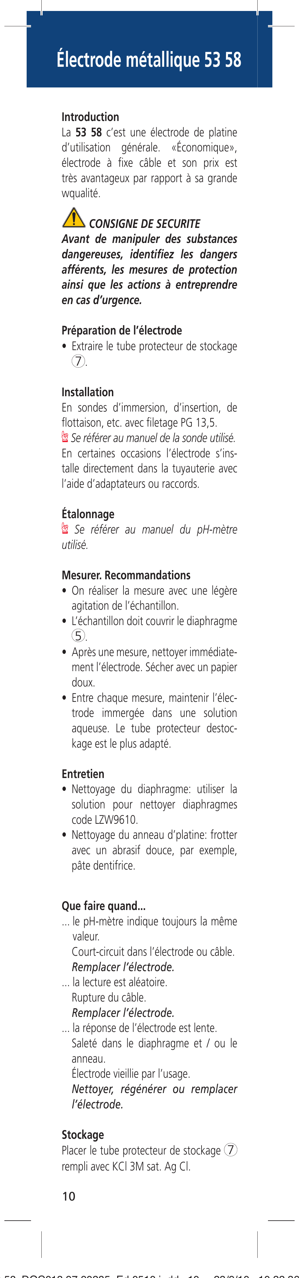 Électrode métallique 53 58 | Hach-Lange 5358 User Manual | Page 10 / 16