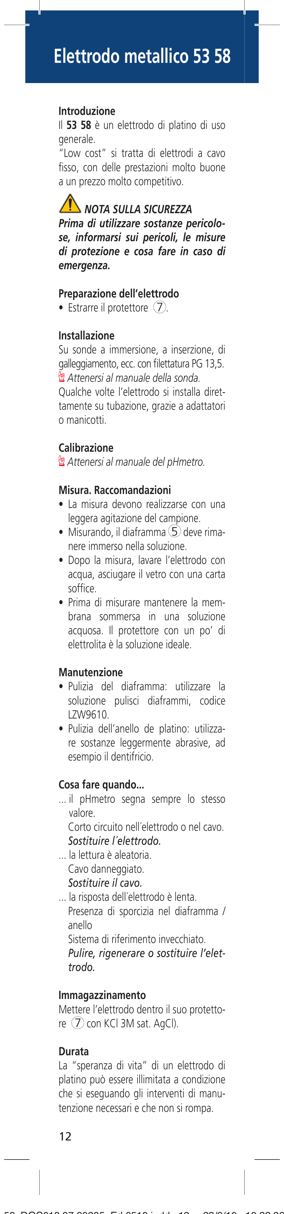 Elettrodo metallico 53 58 | Hach-Lange 5358 User Manual | Page 12 / 16