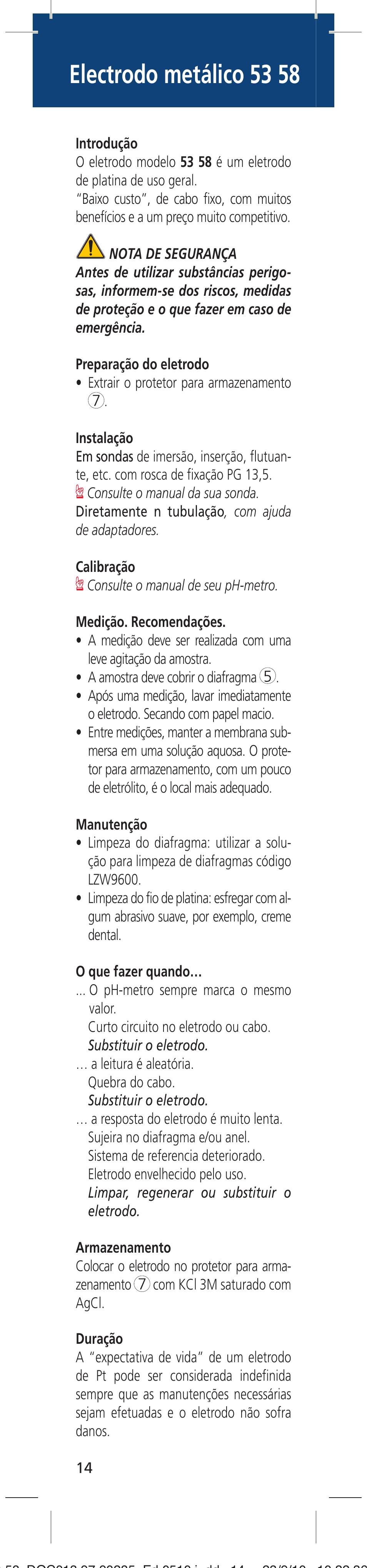 Electrodo metálico 53 58 | Hach-Lange 5358 User Manual | Page 14 / 16