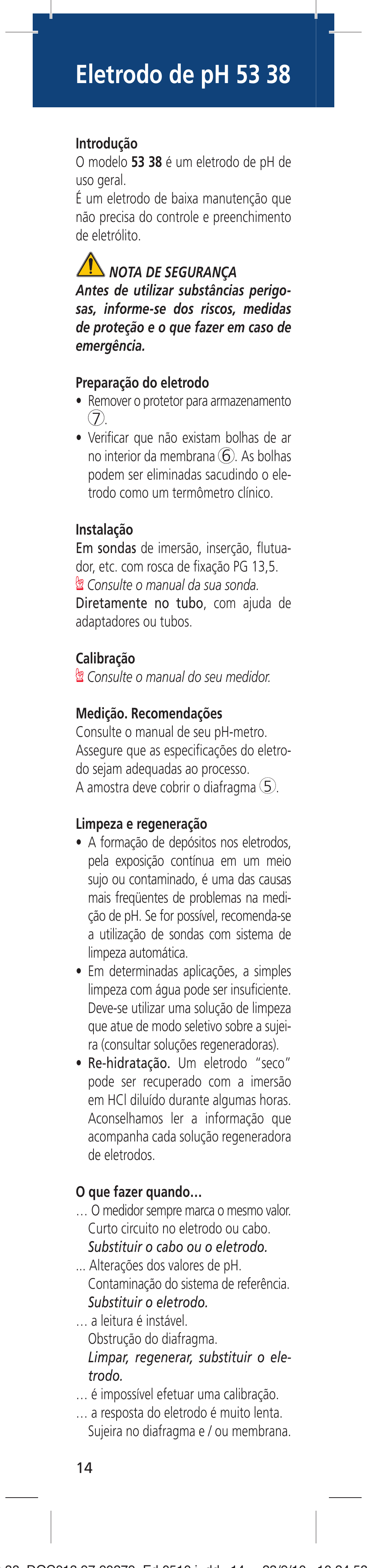 Eletrodo de ph 53 38 | Hach-Lange 5338 User Manual | Page 14 / 16