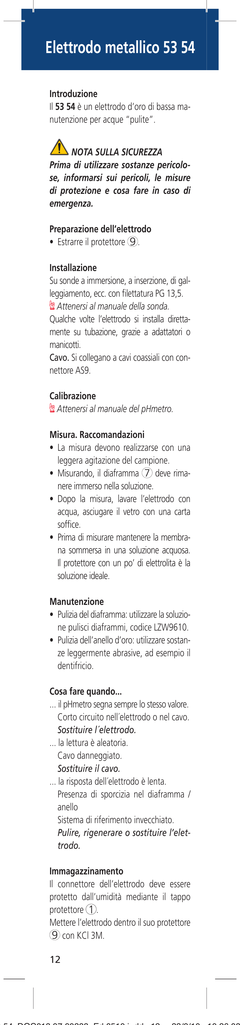 Elettrodo metallico 53 54 | Hach-Lange 5354 User Manual | Page 12 / 16