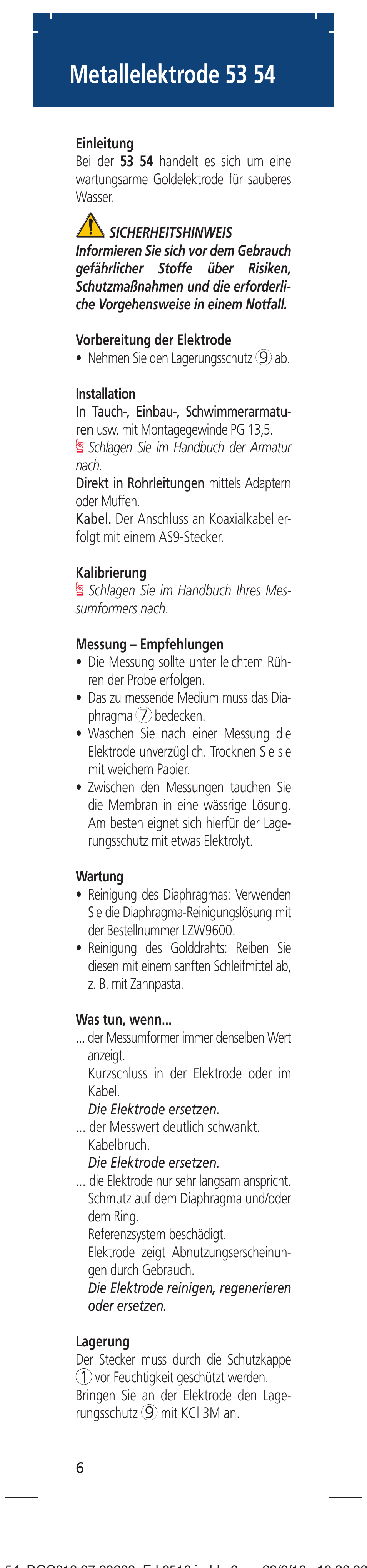 Metallelektrode 53 54 | Hach-Lange 5354 User Manual | Page 6 / 16