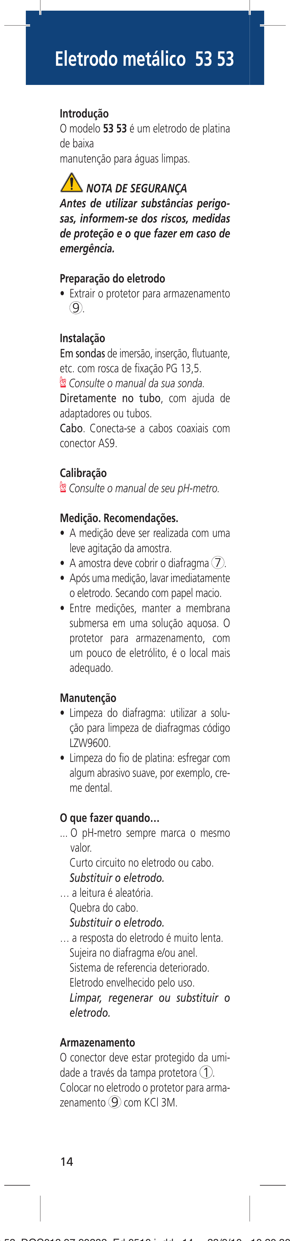 Eletrodo metálico 53 53 | Hach-Lange 5353 User Manual | Page 14 / 16