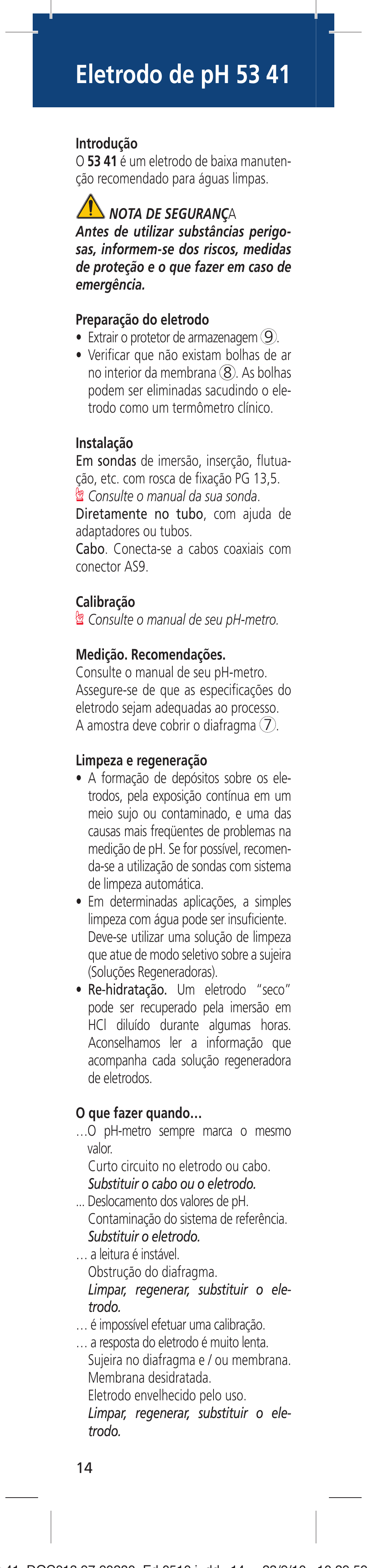 Eletrodo de ph 53 41 | Hach-Lange 5341 User Manual | Page 14 / 16