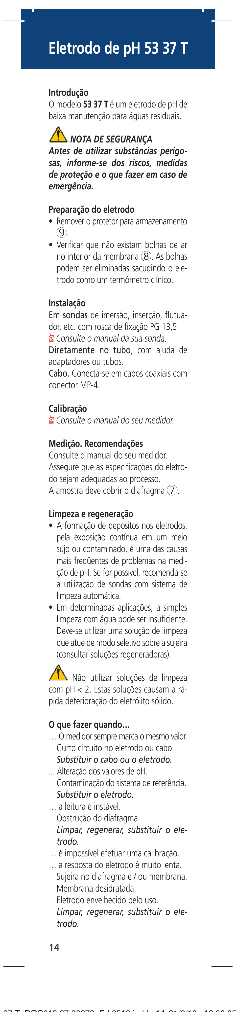 Eletrodo de ph 53 37 t | Hach-Lange 5337T User Manual | Page 14 / 16