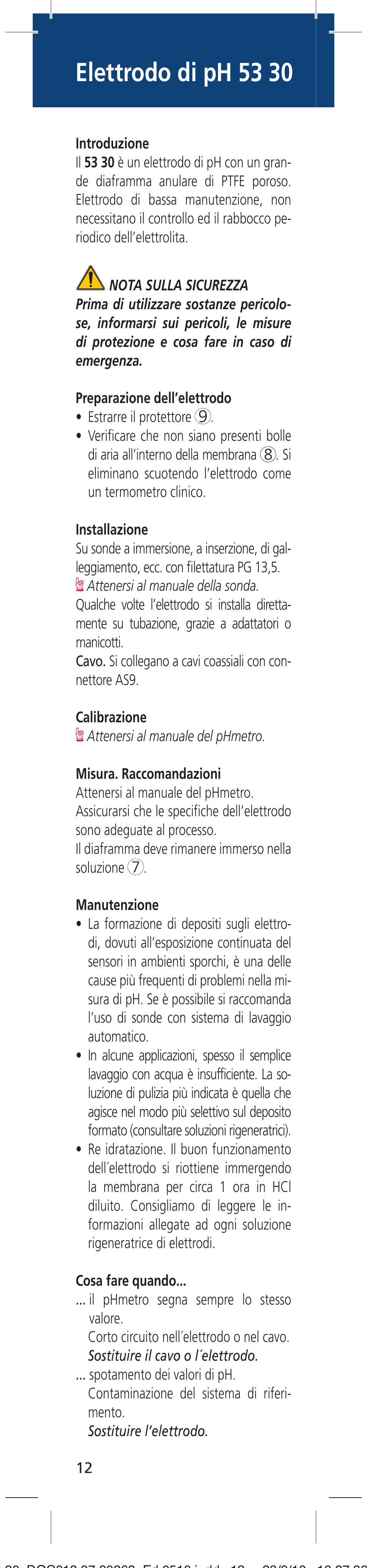 Elettrodo di ph 53 30 | Hach-Lange 5330 User Manual | Page 12 / 16