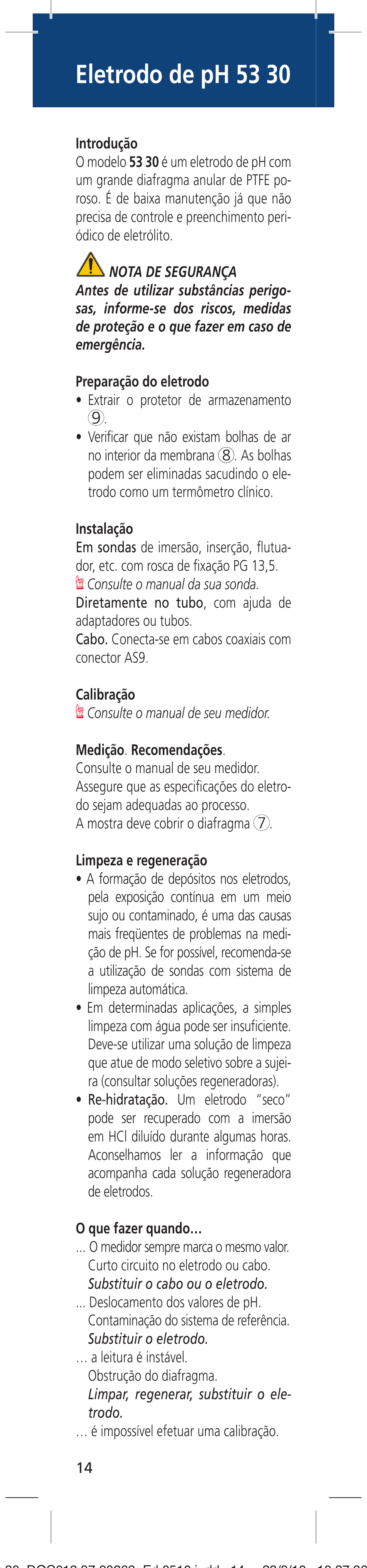Eletrodo de ph 53 30 | Hach-Lange 5330 User Manual | Page 14 / 16
