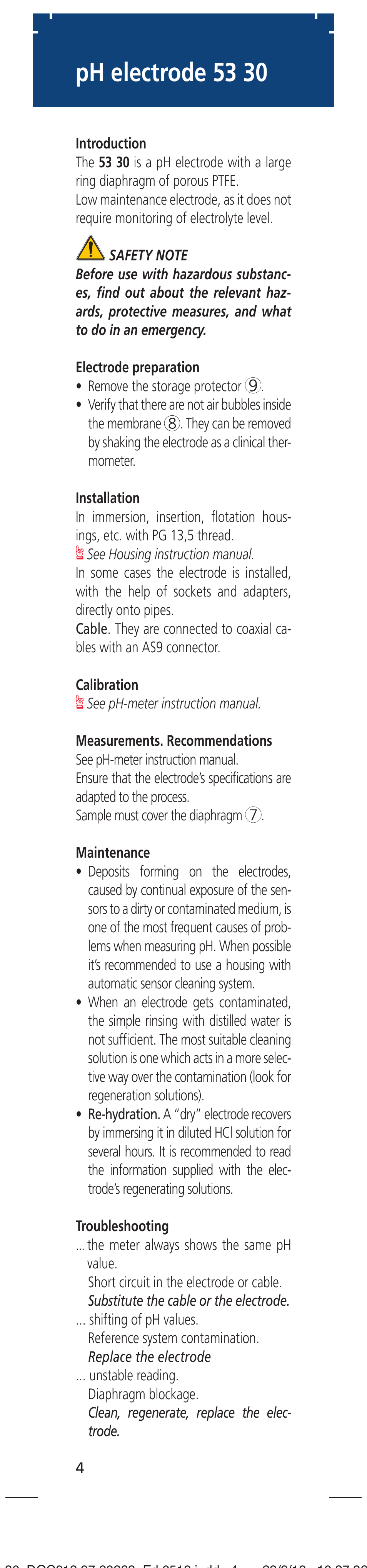 Ph electrode 53 30 | Hach-Lange 5330 User Manual | Page 4 / 16