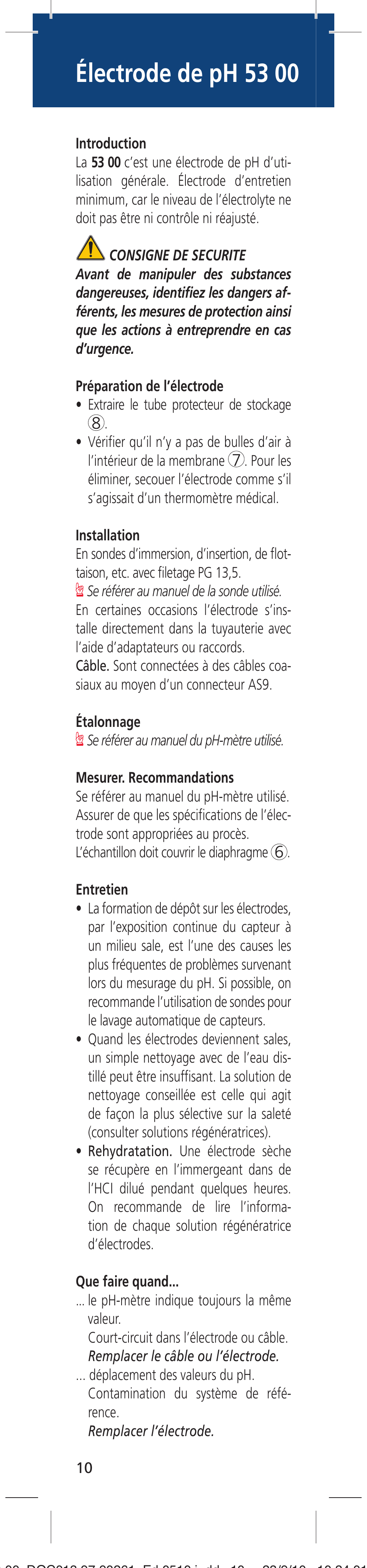 Électrode de ph 53 00 | Hach-Lange 5300 User Manual | Page 10 / 16