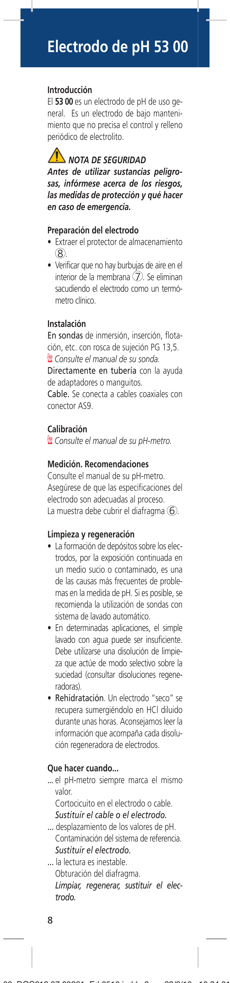 Electrodo de ph 53 00 | Hach-Lange 5300 User Manual | Page 8 / 16
