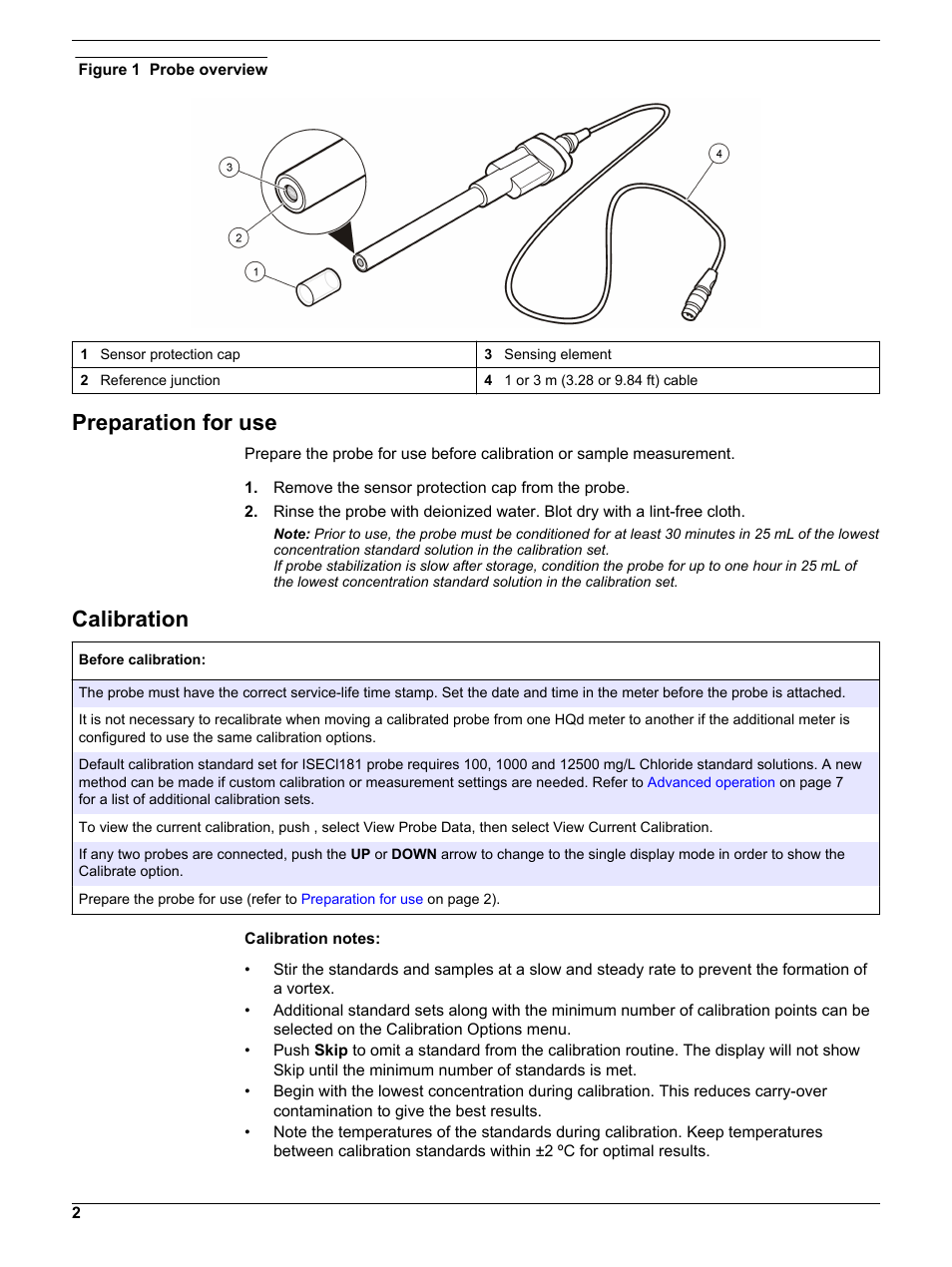 Preparation for use, Calibration | Hach-Lange ISECL18103 User Manual User Manual | Page 2 / 14